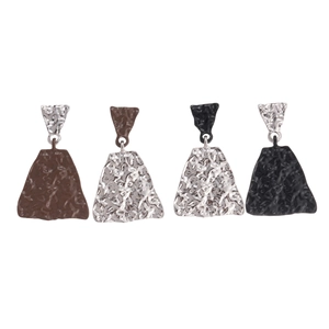 Asymmetric geometric hammered metal earrings with enamel finish in multiple colors