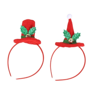 Rotes Weihnachts-Stirnband-Set mit Mini-Weihnachtsmützen und Glöckchen für festliche Partys