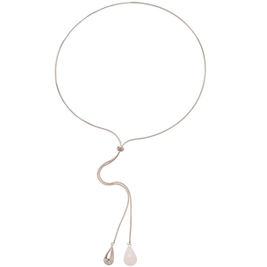 Verstellbare silberne Schlangenkette mit weißem Marmor-Wassertropfenanhänger im Minimal-Stil