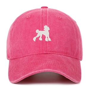 Washed Cotton Baseball Cap Poodle Embroidery Vintage Distressed Adjustable Dad Hat Outdoor Sun Protection Unisex