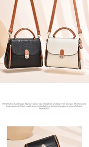 Detail view of mini crossbody bags showing snakeskin texture flap and gold lock closure