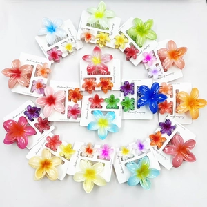 Set di fermagli per capelli a forma di fiore di plumeria colorati per le vacanze
