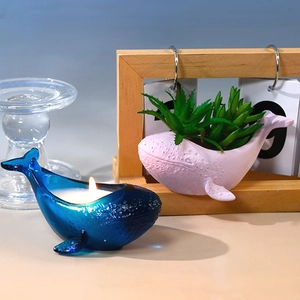 Whale shaped silicone mold for DIY candle holders and succulent planters set