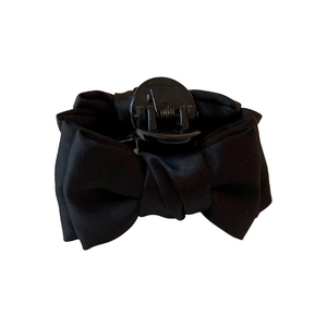 Elegante molletta per capelli con fiocco in raso nero dallo stile minimalista