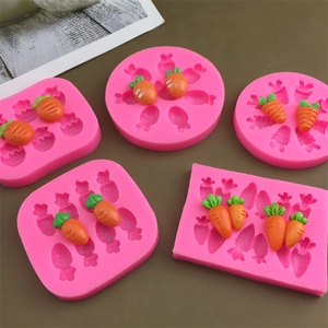 Pink silicone carrot molds for cake decorating and chocolate fondant baking tools