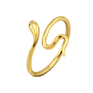 Snake Ring 18K Gold Plated Copper Adjustable Open Wrap Ring Vintage Animal Jewelry For Women Fashion Hip Hop Accessory