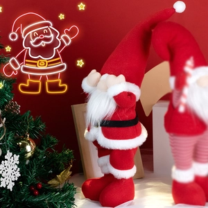 Standing Christmas gnome doll with tall red hat and white beard for holiday decoration
