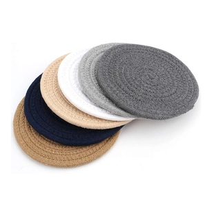 Round Woven Coasters Cotton Heat Resistant Placemats For Dining Table Kitchen Decor Japanese Style Minimalist Handcrafted
