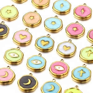 Enamel star and lightning medals for DIY necklace making in various vibrant colors