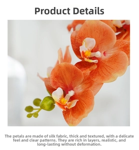 Close-up of silk fabric butterfly orchid petals with realistic texture and orange spots