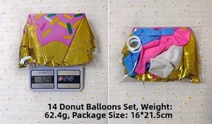 Donut-Geburtstagsfeier Ballon-Set Details inklusive 14 Teilen Gewicht und Packungsgröße