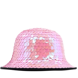 Disco Fischerhut Glänzend Pailletten Künstliche Perlen Strass Rundes Top Party Festival Glamouröses Modeaccessoire Für Damen