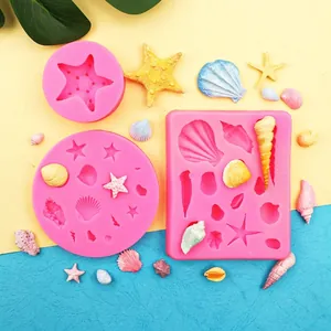 Ocean Series Silicone Mold Starfish Seashell Conch Shapes For Cake Decorating Fondant Resin Clay DIY Handcraft