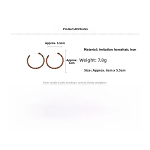 Macro detail of leopard print plush hoop earrings with dimensions and silver needle spec