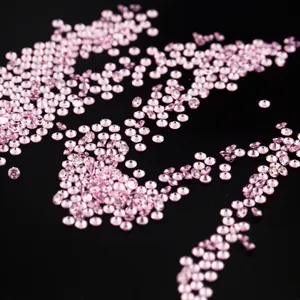Loose pink round brilliant cut cubic zirconia gems for DIY crafts and nail art design