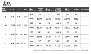 Guide des tailles pour ensemble bustier Y2K et pantalon droit avec mesures détaillées
