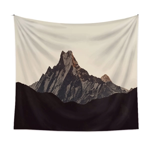 Bohemian wall tapestry featuring a majestic snow mountain peak on high-definition fabric