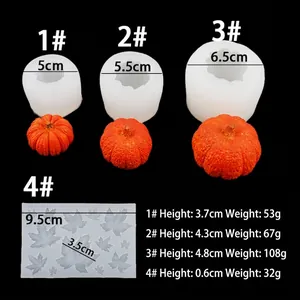 3D pumpkin and maple leaf silicone mold set for DIY Halloween candles and cakes