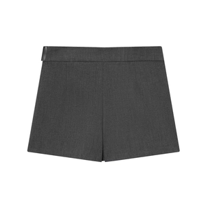 Jupe-short grise tendance pour femme avec vue arrière minimaliste et détails de couture