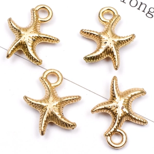 Golden starfish alloy pendants with detailed texture for DIY jewelry making accessories