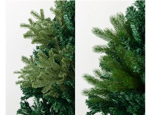 Detailed close-up of artificial green pine needles with realistic textures and PE material