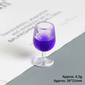 Miniature purple resin wine glass charm for DIY crafts showing 38x21mm size and weight