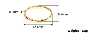 Polished stainless steel beaded bracelet with detailed size 66.5mm and weight 16.8g