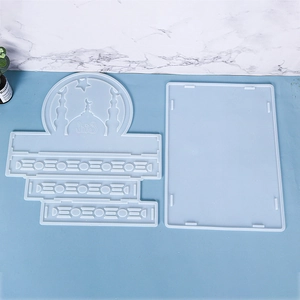 Macro detail of translucent silicone resin mold set featuring Eid moon and star patterns