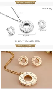 Detail of MOM letter necklace and earrings set with crystal inlay in titanium steel