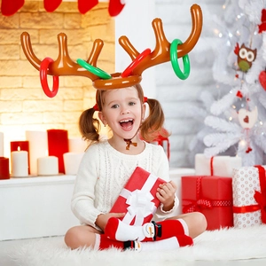 Inflatable reindeer antler ring toss game for Christmas party fun and kids interaction