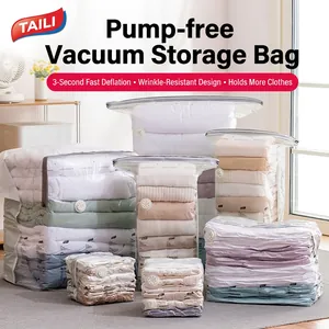 Vacuum Storage Bags For Clothes Quilts No Pump Required Hand Press Space Saving PA PE Reusable Compression For Home Travel