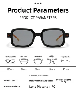 Detailed size specifications for retro square sunglasses with tortoiseshell temples