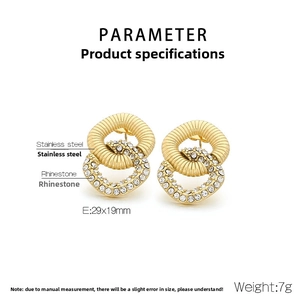 Detail of gold twisted square hoop earrings with crystal pavé and size measurements
