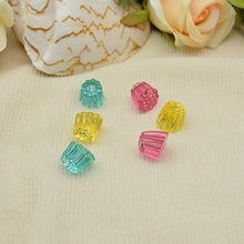 Macro shot of colorful resin flower bud beads with vertical texture for DIY jewelry