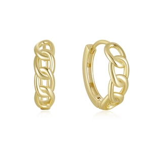 Detailed view of S925 sterling silver chain link hoop earrings in a golden finish