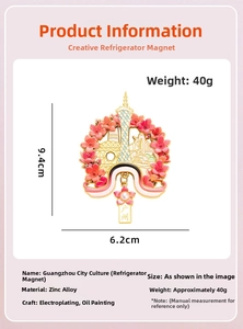 Vue détaillée du magnet de Guangzhou en alliage de zinc avec des motifs de cerisier