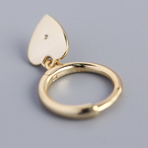 Minimalist S925 sterling silver heart hoop earrings in gold with engraved 925 hallmark
