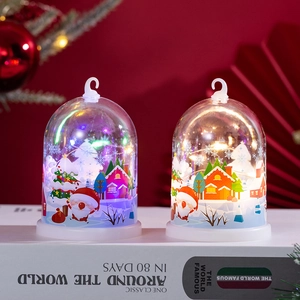 Luminous Christmas tree night light with LED snow scene and festive Santa ornaments