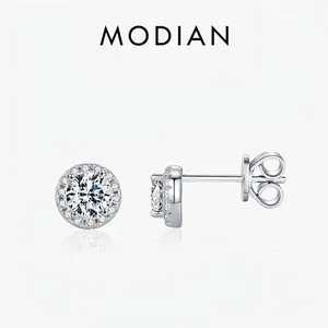 Moissanite Halo Stud Earrings With 925 Sterling Silver Earring Post Round Brilliant Cut Elegant Fashion Jewelry For Women