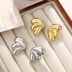 Minimalist geometric 18k gold stainless steel water drop earrings in gold and silver colors