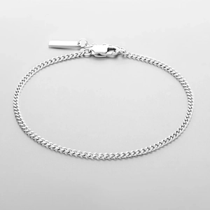 Polished silver stainless steel snake chain bracelet with lobster clasp and tag