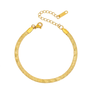 Minimalist 18K gold plated stainless steel snake bone chain bracelet with lobster clasp