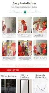 Detailed step-by-step installation guide for Lunar New Year static window stickers with floral motifs