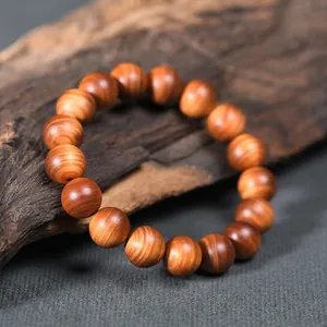 Natural Thuja Wood Beaded Bracelet Ethnic Style Wood Grain Beads Handmade Meditation Prayer Jewelry For Men Women