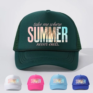 Summer Trucker Hat Mesh Baseball Cap Adjustable Sponge Breathable Beach Travel Graphic Print For Men Women