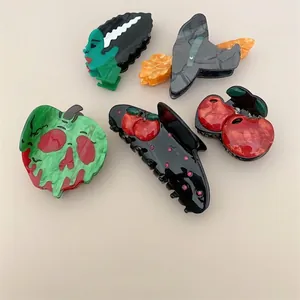 Halloween Acetate Hair Claw Witch Hat Cherry Skeleton Frankenstein Large Non-slip Shark Clip Novelty Women Hair Accessory