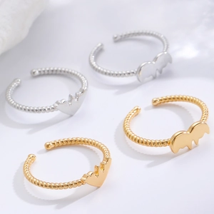 Adjustable gold and silver heart crown rings with twisted rope band design for women