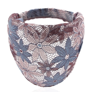 Ethnic style wide floral lace headband for women featuring colorful patterns on white
