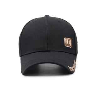 Black baseball cap with gold NY patch and Tomorrow embroidery on the brim