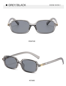 Modische quadratische kleine Sonnenbrille für Damen und Herren, graues Acetat Retro Design.